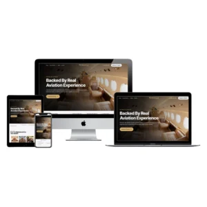 Chronicle Jets private jet charter website shown on iMac, MacBook, iPad, and iPhone, designed by BlakSheep Creative