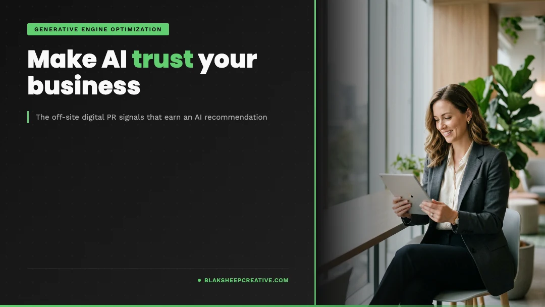 BlakSheep Creative featured graphic: make AI trust your business through digital PR
