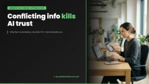 BlakSheep Creative featured graphic: conflicting info kills AI trust