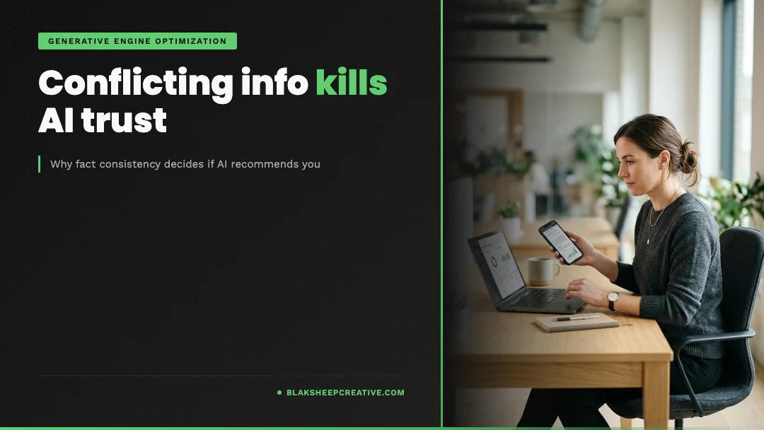 BlakSheep Creative featured graphic: conflicting info kills AI trust