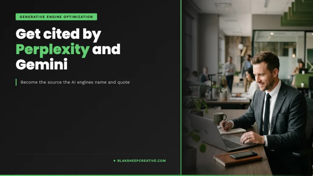 BlakSheep Creative featured graphic: get cited by Perplexity and Gemini