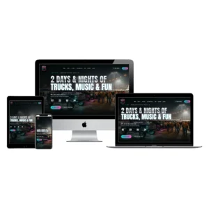 HardyCo Showdown truck show website shown across desktop, laptop, tablet, and phone, designed by BlakSheep Creative