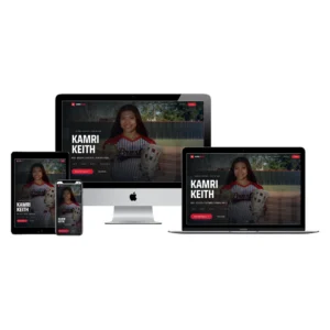 Kamri Keith recruiting website shown on desktop, laptop, tablet, and phone, designed by BlakSheep Creative