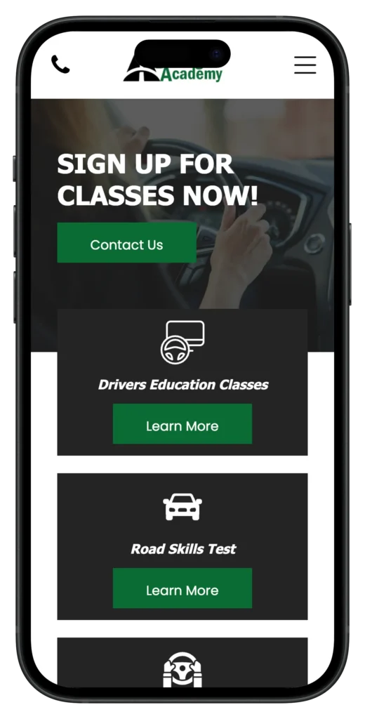 marks driving academy smartphone landscape