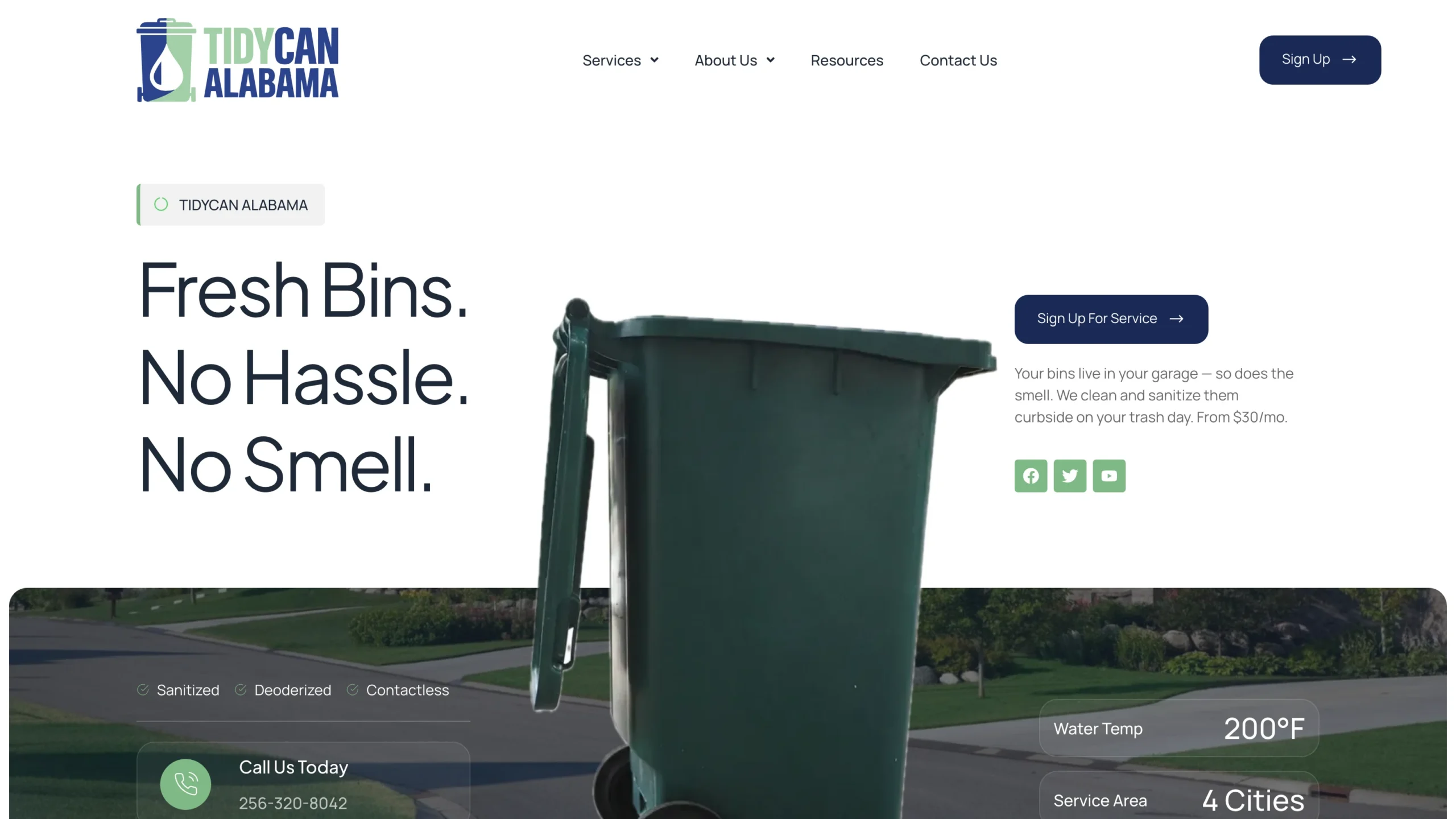 TidyCan Alabama website homepage hero on desktop, designed by BlakSheep Creative