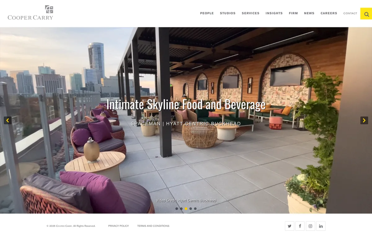 Cooper Carry architecture firm website homepage, captured 2026