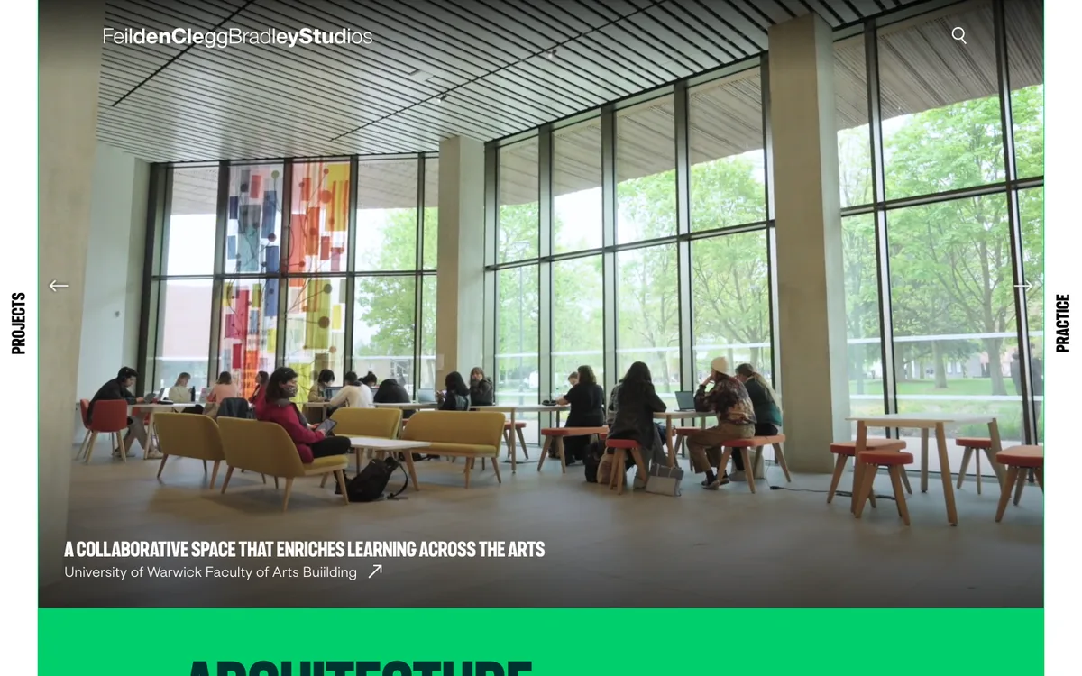 FCB Studios architecture firm website homepage, captured 2026