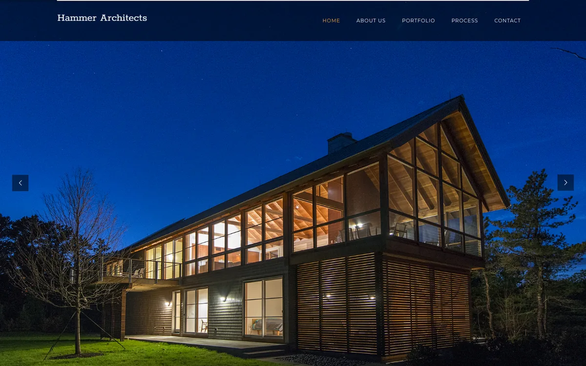 Hammer Architects architecture firm website homepage, captured 2026