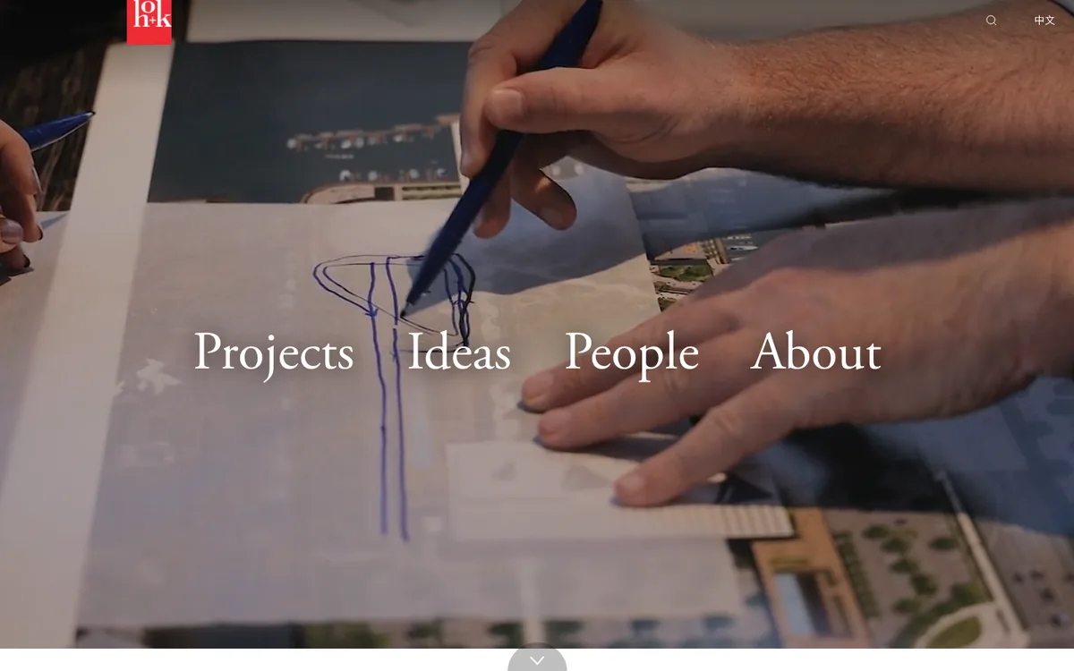 HOK architecture firm website homepage, captured 2026