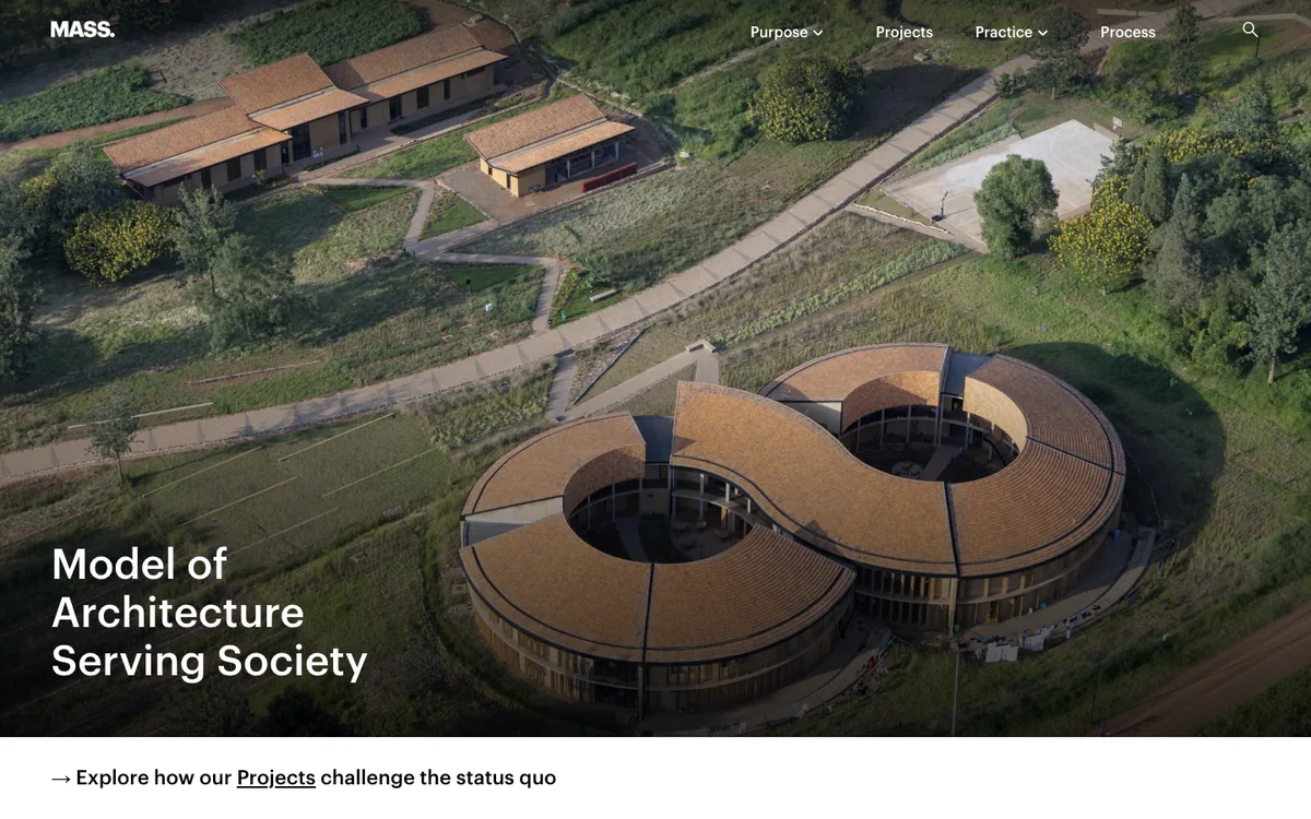 MASS Design Group architecture firm website homepage, captured 2026