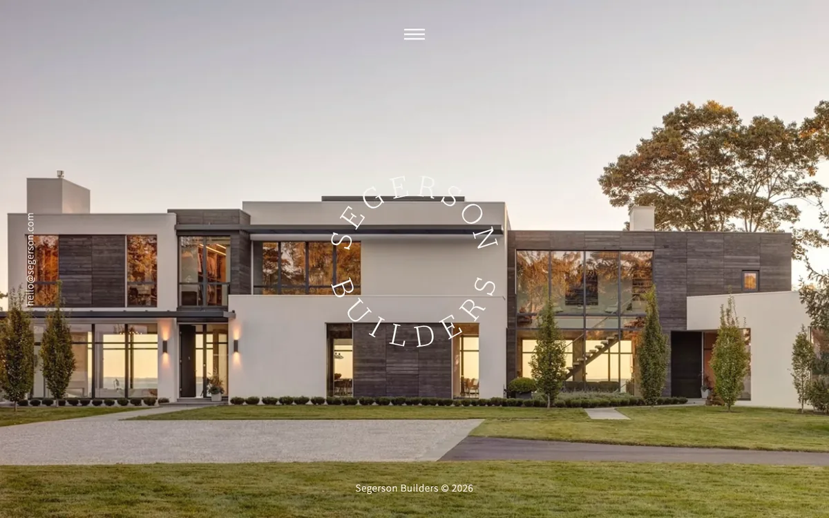 Segerson architecture firm website homepage, captured 2026