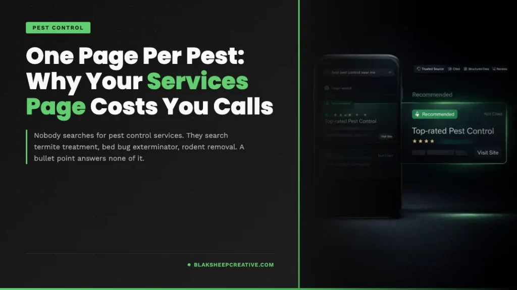 Phone showing a homeowner searching for a specific pest problem rather than for pest control services