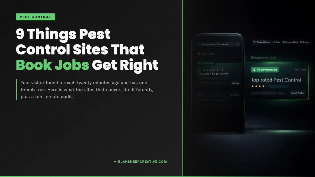 Phone showing search results for a recommended pest control company, illustrating what pest control websites that book jobs get right