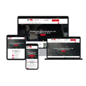 QRF Bail Bonds website shown on desktop, laptop, tablet and phone