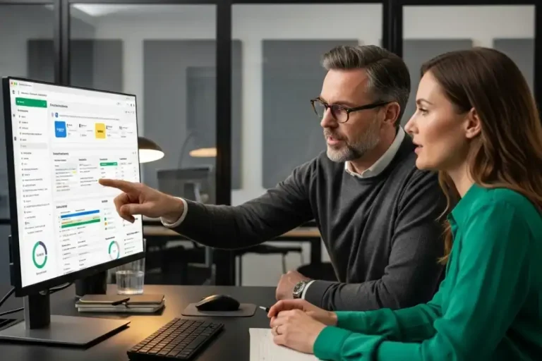 man and woman reviewing crm dashboard software 1.webp