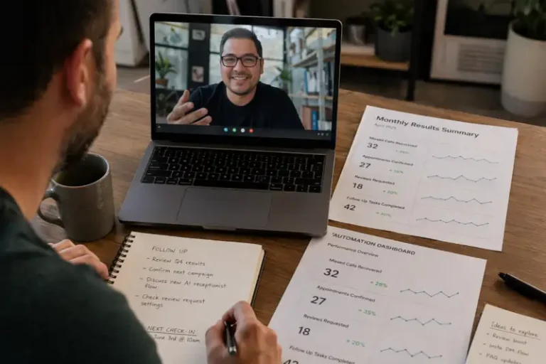 service business ai automation dashboard performance review