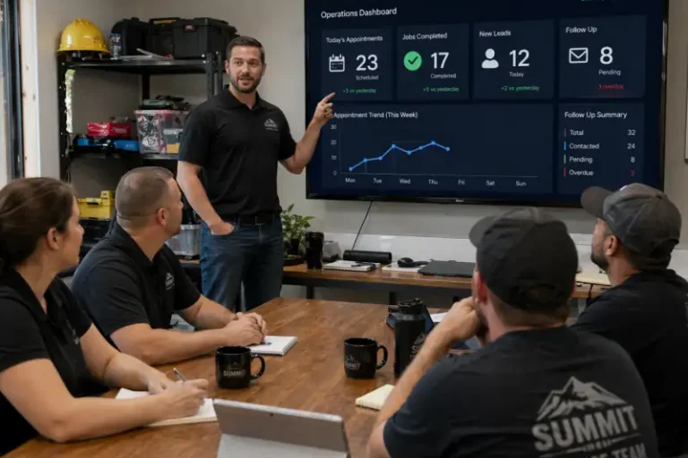 service business operations dashboard team meeting